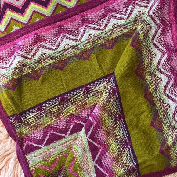 Missoni Target Purple Green Zigzag Baby Blanket Chevron Knit Sweater Security - Picture 3 of 5